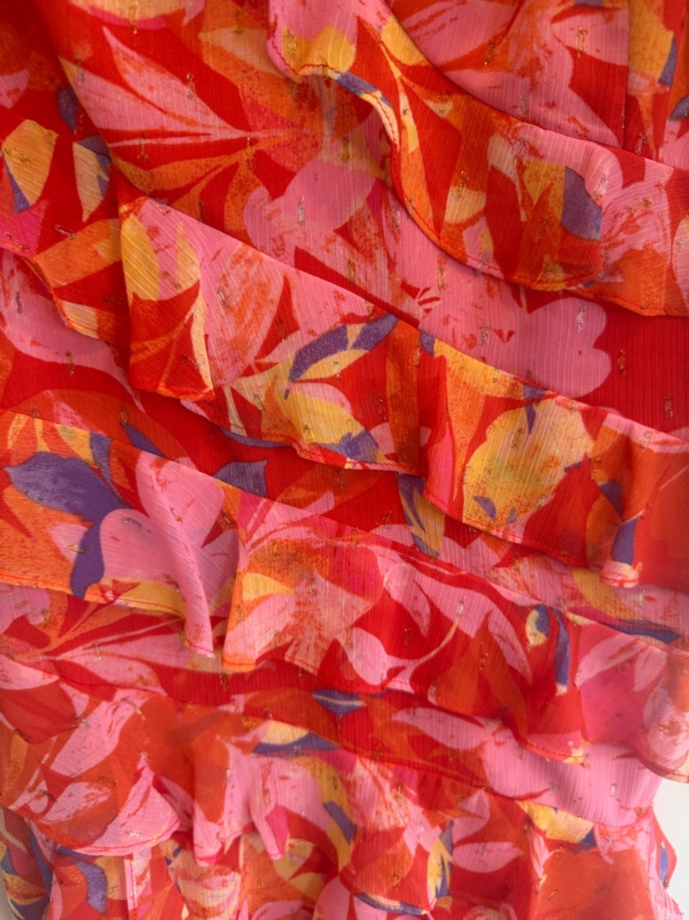 Eliza J Coral Multi Floral Ruffled Maxi Dress New With Tags size 6 - Picture 9 of 13